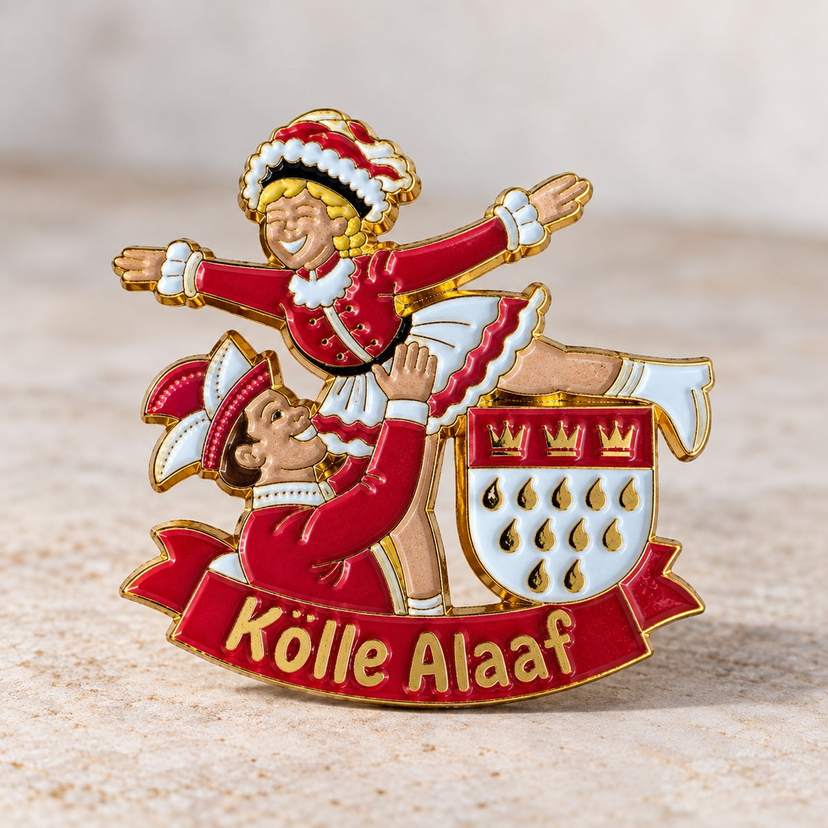 Kölle Alaaf-Pin – Köln-Pin in Ruut-Wieß