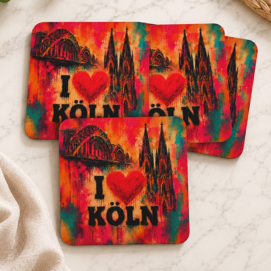 Getränke-Untersetzer „I love Köln" (4er-Set)