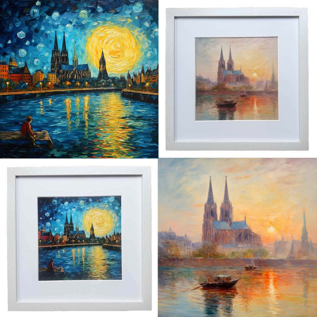 2er-Set: Köln-Bilder „Van Gogh“ und „Monet“ (gerahmt, 30x30cm)