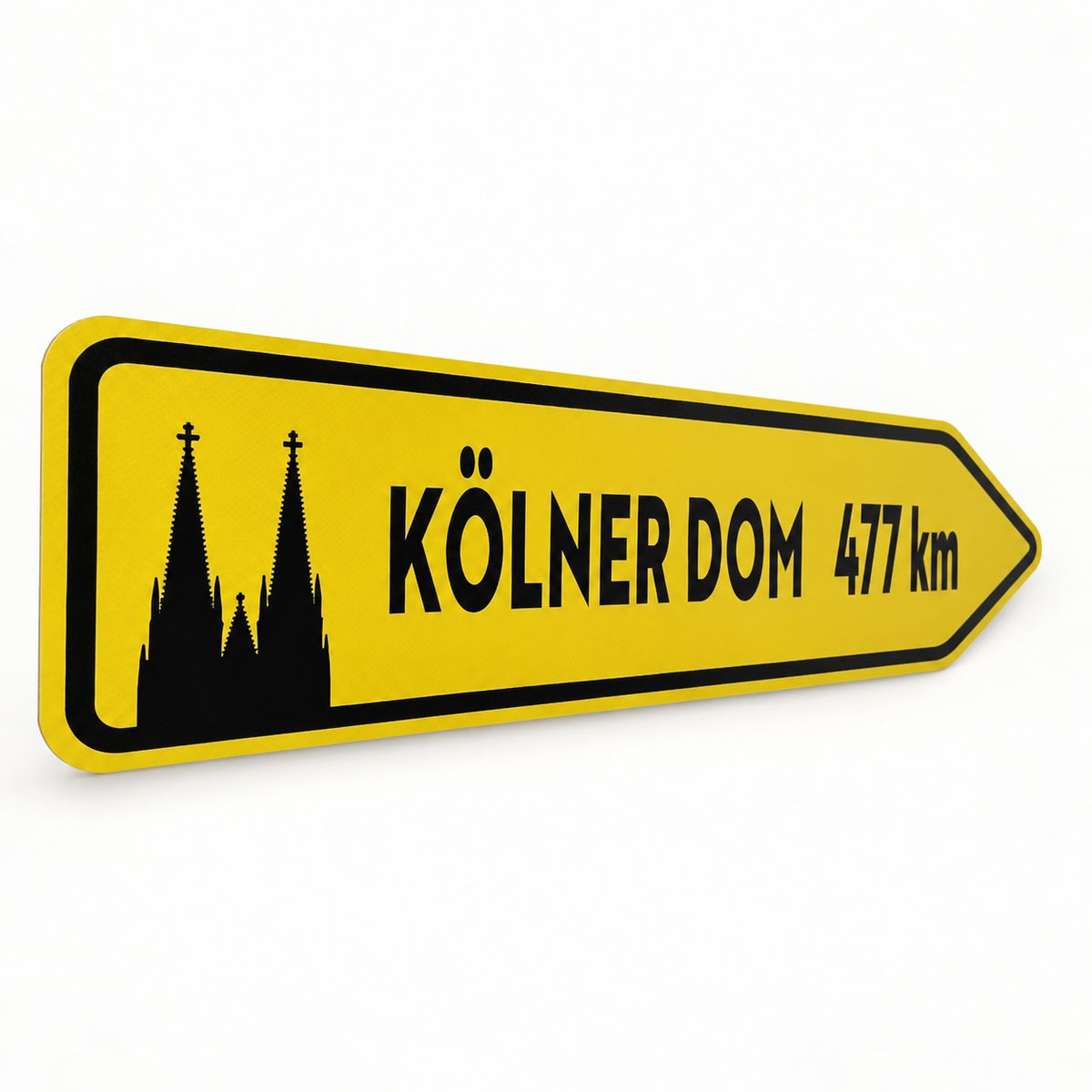 Dom-Wegweiser mit eigener Kilometer-Zahl