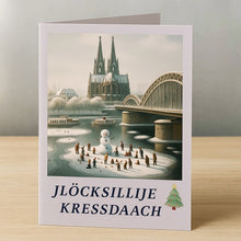 Lade das Bild in den Galerie-Viewer, Weihnachtskarte „Jlöcksillije Kressdaach“ (3er-Set)
