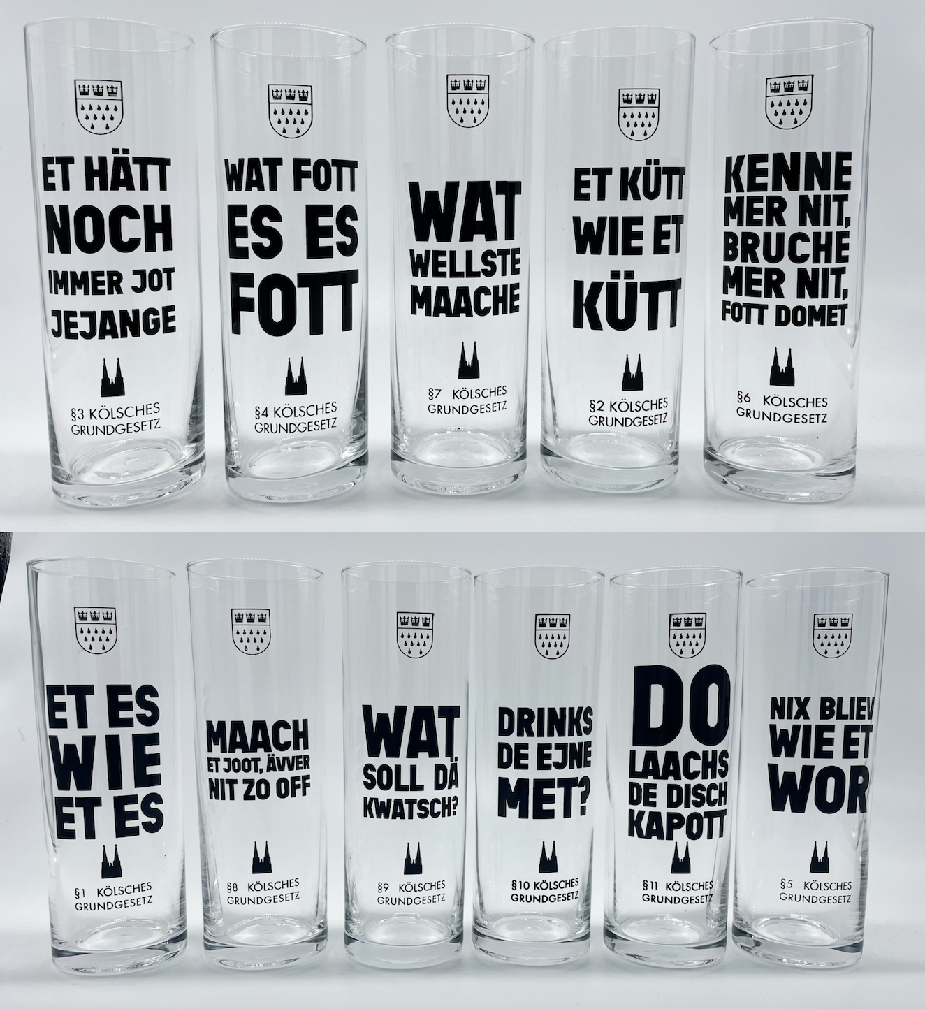Kölsch Gläser 11er-Set „Kölsches Grundgesetz“